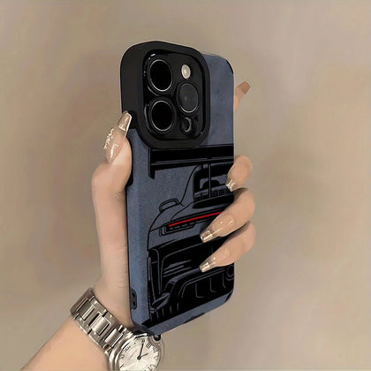 Premium Faux Leather Sports Car Phone Case for iPhone 18 Pro Max, 17, 16, 15 Plus, 14, 13, 12, 11, 17 Pro, Air, XR, X, XS, 7 Plus, SE 2022