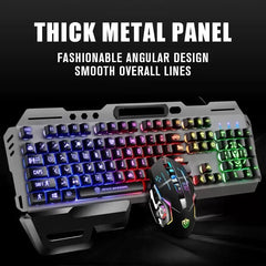 GT700 HOVER COOL GAME KEYBOARD MOUSE القال Esports Eat Chicken Version Black/Silver Plating Game Mouse 6D Game Mouse/Cool Breathing Lamp Chicken Eating Game Character/Gap Glitter Suspension Key Cap/Iron Ash Thickened Panel/ Removable Hand Support