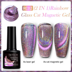7Ml Reflective Cat Magnetic Gel Nail Polish Dynamic Double Light Magnet Gel Polish Semi Permanent UV Gel for Nail Art