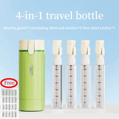 Leak-Proof 4-in-1 Travel Dispenser: Portable Refillable Container for Shampoo and Conditioner