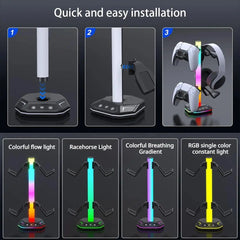 Game Controller Holder, Game Controller Display Stand with RGB Light Effect, Console Accessories for PS5 Controller/Xbox Controller, Switch Controller, Game Accessories, Game Peripherals