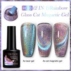 7Ml Reflective Cat Magnetic Gel Nail Polish Dynamic Double Light Magnet Gel Polish Semi Permanent UV Gel for Nail Art