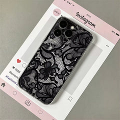 Black Lace Ultra‑Light Phone Case for Iphone 18 16E 7 17 Air 13 12 Xs 14 11 Pro Max Xr 8 17E 15 Pro plus 16 Slim‑Profile Cover
