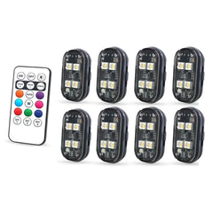 2/4Pcs Wireless LED Strobe Lights Car Decor Atmosphere Light, 8 Colors Rechargeable Led Lights Anti-Collision LED Warning Light
