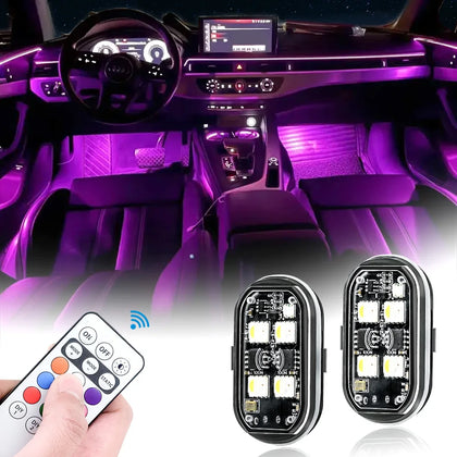 Wireless LED Strobe Lights for Automotive Decoration and Safety, Rechargeable with 8 Color Options and Anti-Collision Features, Available in Sets of 2 or 4