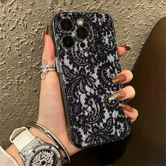 Black Lace Ultra‑Light Phone Case for Iphone 18 16E 7 17 Air 13 12 Xs 14 11 Pro Max Xr 8 17E 15 Pro plus 16 Slim‑Profile Cover