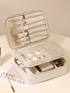 Thickened Oxford Cloth Material, Single or Double Layer, Unisex, Fashionable Toiletry and Makeup Bag, Suitable for Travel, Vacation, Work Trips, Daily Outings, Convenient and Multifunctional Toiletry and Makeup Bag, for Storing and Organizing Power Banks, Data Cables, Lotions, Skin Care Products, Makeup Brushes, Toothbrushes, Toothpaste, Etc., Waterproof Travel Makeup Bag, Essential for Storing Makeup Brushes and Embroidery Tools