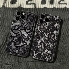 Black Lace Ultra‑Light Phone Case for Iphone 18 16E 7 17 Air 13 12 Xs 14 11 Pro Max Xr 8 17E 15 Pro plus 16 Slim‑Profile Cover