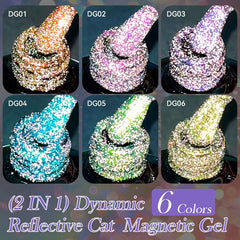7Ml Reflective Cat Magnetic Gel Nail Polish Dynamic Double Light Magnet Gel Polish Semi Permanent UV Gel for Nail Art