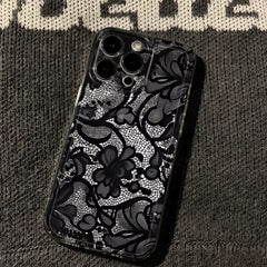 Black Lace Ultra‑Light Phone Case for Iphone 18 16E 7 17 Air 13 12 Xs 14 11 Pro Max Xr 8 17E 15 Pro plus 16 Slim‑Profile Cover