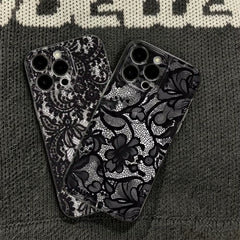Black Lace Ultra‑Light Phone Case for Iphone 18 16E 7 17 Air 13 12 Xs 14 11 Pro Max Xr 8 17E 15 Pro plus 16 Slim‑Profile Cover