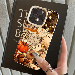 Autumn-Themed Pumpkin and Bat Collage TPU Phone Case for iPhone 18 Pro Max and Compatible Models
