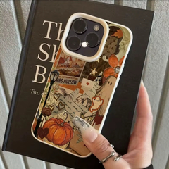 Autumn-Themed Pumpkin and Bat Collage TPU Phone Case for iPhone 18 Pro Max and Compatible Models