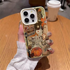 Autumn-Themed Pumpkin and Bat Collage TPU Phone Case for iPhone 18 Pro Max and Compatible Models