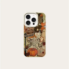 Autumn-Themed Pumpkin and Bat Collage TPU Phone Case for iPhone 18 Pro Max and Compatible Models