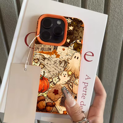 Autumn-Themed Pumpkin and Bat Collage TPU Phone Case for iPhone 18 Pro Max and Compatible Models