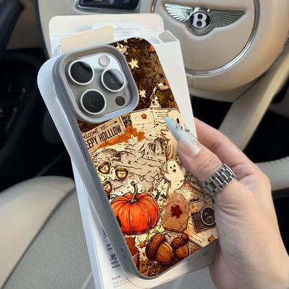 Autumn-Themed Pumpkin and Bat Collage TPU Phone Case for iPhone 18 Pro Max and Compatible Models