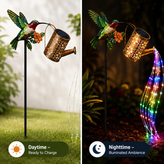 Bird Shape Iron Frame Water Jug Solar LED Lamp - Water Resistant Outdoor Garden Decorative Lights for Home Improvement, Halloween Courtyards, Garden Decorative Lighting