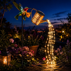 Bird Shape Iron Frame Water Jug Solar LED Lamp - Water Resistant Outdoor Garden Decorative Lights for Home Improvement, Halloween Courtyards, Garden Decorative Lighting