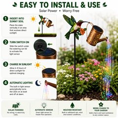 Bird Shape Iron Frame Water Jug Solar LED Lamp - Water Resistant Outdoor Garden Decorative Lights for Home Improvement, Halloween Courtyards, Garden Decorative Lighting