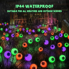 Brizlabs Solar Halloween Eyeball Lights - 2-Pack, 12 LED Rechargeable Waterproof Outdoor Lighting with Swaying Firefly Effect for Pathway Decor in Gardens and Patios