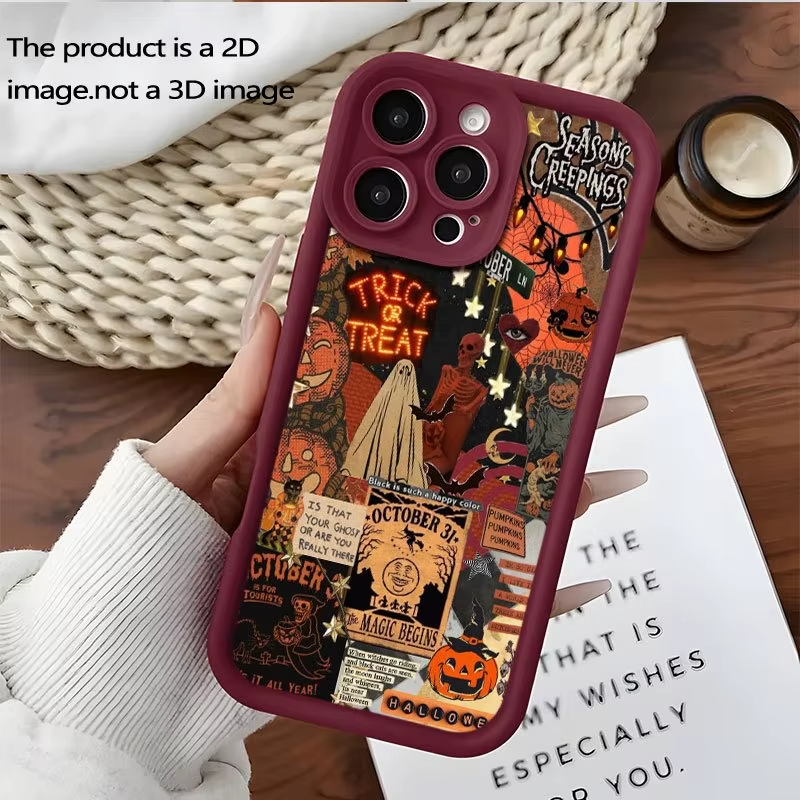 Halloween Carnival Night-Themed 2D Printed iPhone Case for Models 11 Pro Max, XS, XR, X, 7, 8, 12, 13, 14, 15, 16, 17, and 18 Plus