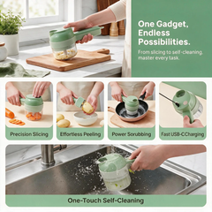 Handheld Electric Vegetable Cutter Set, USB Rechargeable Multifunctional Food Chopper Slicer Dicer for Garlic Onion Pepper