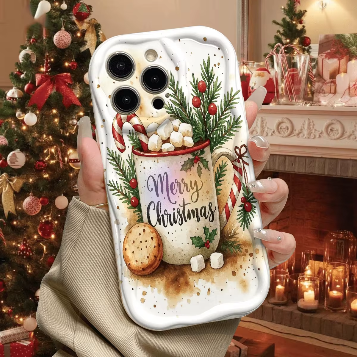Christmas Hot Cocoa 3D Wavy iPhone Case