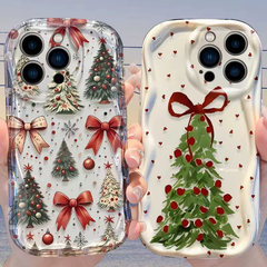 Oil Painting Christmas Tree Silicone Shockproof Case for iPhone 11 to 18 Series - Soft Cover Funda