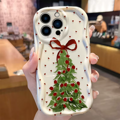 Oil Painting Christmas Tree Silicone Shockproof Case for iPhone 11 to 18 Series - Soft Cover Funda