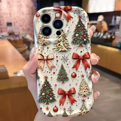 Oil Painting Christmas Tree Silicone Shockproof Case for iPhone 11 to 18 Series - Soft Cover Funda