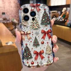 Oil Painting Christmas Tree Silicone Shockproof Case for iPhone 11 to 18 Series - Soft Cover Funda