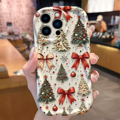 Oil Painting Christmas Tree Silicone Shockproof Case for iPhone 11 to 18 Series - Soft Cover Funda
