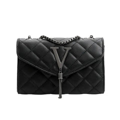 Black Luxury Handbags And Purse Women PU Leather Messenger Shoulder Bag Plaid Female Crossbody Bag Tassel Quilted Brand