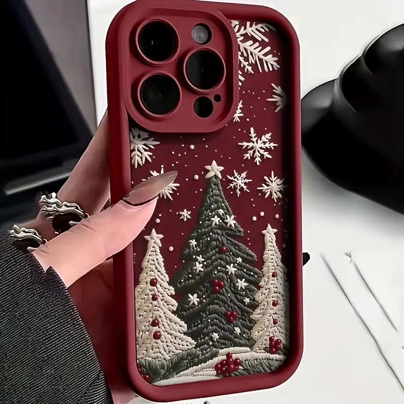 Wine Red Christmas Tree iPhone Case
