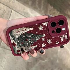 Wine Red Christmas Tree iPhone Case