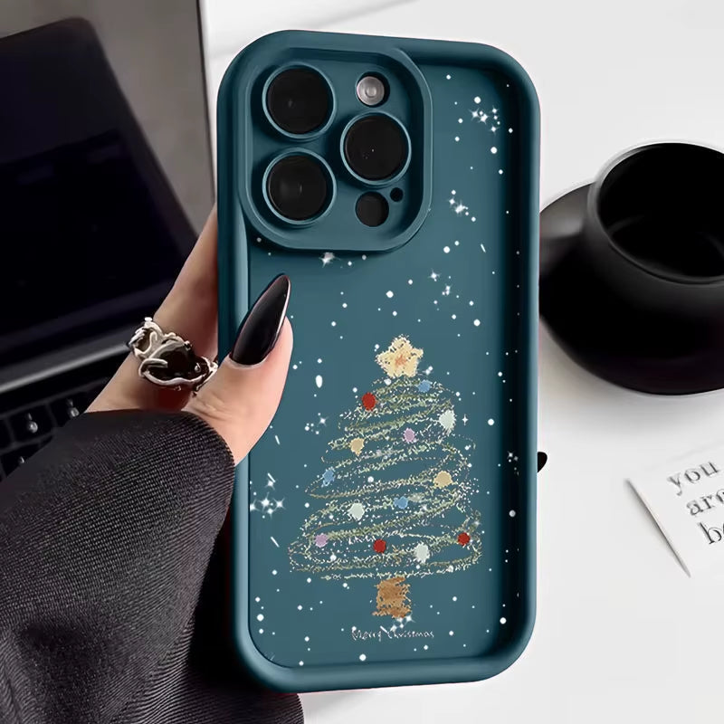 Christmas Tree Design Soft TPU Shockproof Case for iPhone 11, 12, 13, 14, 15, 16, 17, 18 Pro Max Models