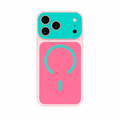 Dopamine Color Block Slim Phone Case for Iphone 18 Pro Max 17 16 15 14 13 Pro Max, Matte Hard PC Cover, Magnetic Wireless Charging Compatible with Magsafe(Not Strong), Lightweight Ultra Slim Fashion Case