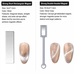 1/12Pcs Cat Eye Magnet Kit 3-In-1 Double Head Nail Magnet Pens Magnetic Cat Eye Gel Polish Nail Art Tool for Home Salon DIY