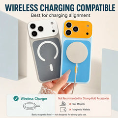 Dopamine Color Block Slim Phone Case for Iphone 18 Pro Max 17 16 15 14 13 Pro Max, Matte Hard PC Cover, Magnetic Wireless Charging Compatible with Magsafe(Not Strong), Lightweight Ultra Slim Fashion Case