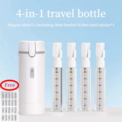 Leak-Proof 4-in-1 Travel Dispenser: Portable Refillable Container for Shampoo and Conditioner