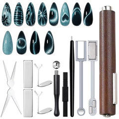 1/12Pcs Cat Eye Magnet Kit 3-In-1 Double Head Nail Magnet Pens Magnetic Cat Eye Gel Polish Nail Art Tool for Home Salon DIY