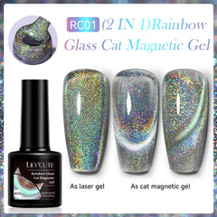 7Ml Reflective Cat Magnetic Gel Nail Polish Dynamic Double Light Magnet Gel Polish Semi Permanent UV Gel for Nail Art