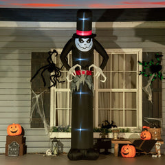 Outsunny Giant 10ft Halloween Inflatables Tall Ghost with Hat, Build-in LEDs Blow Up Scary Outdoor Decorations, for Party Yard Garden Lawn Decoration